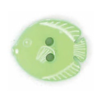 Boutons enfant poisson vert / blanc  15mm