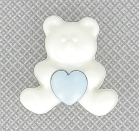 Boutons enfant ours blanc 2pcs coeur rose 18mm