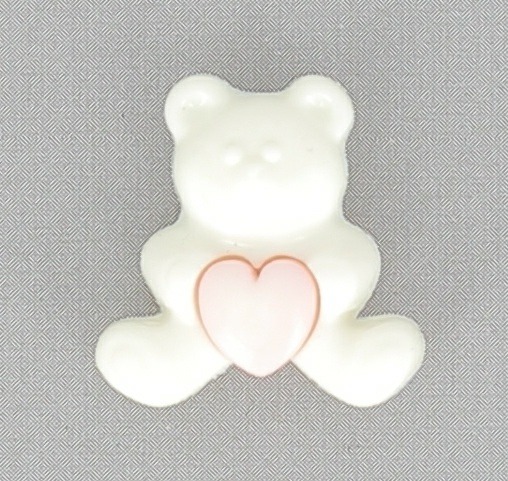 Boutons enfant ours blanc 2pcs coeur ciel 18mm