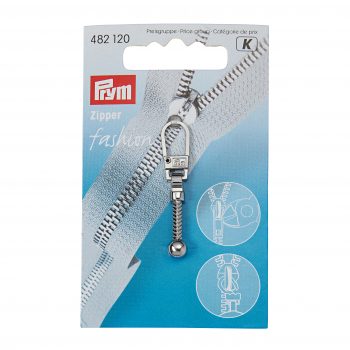 Tirette  fashion - zipper   flex (tige-boule) metal argente 