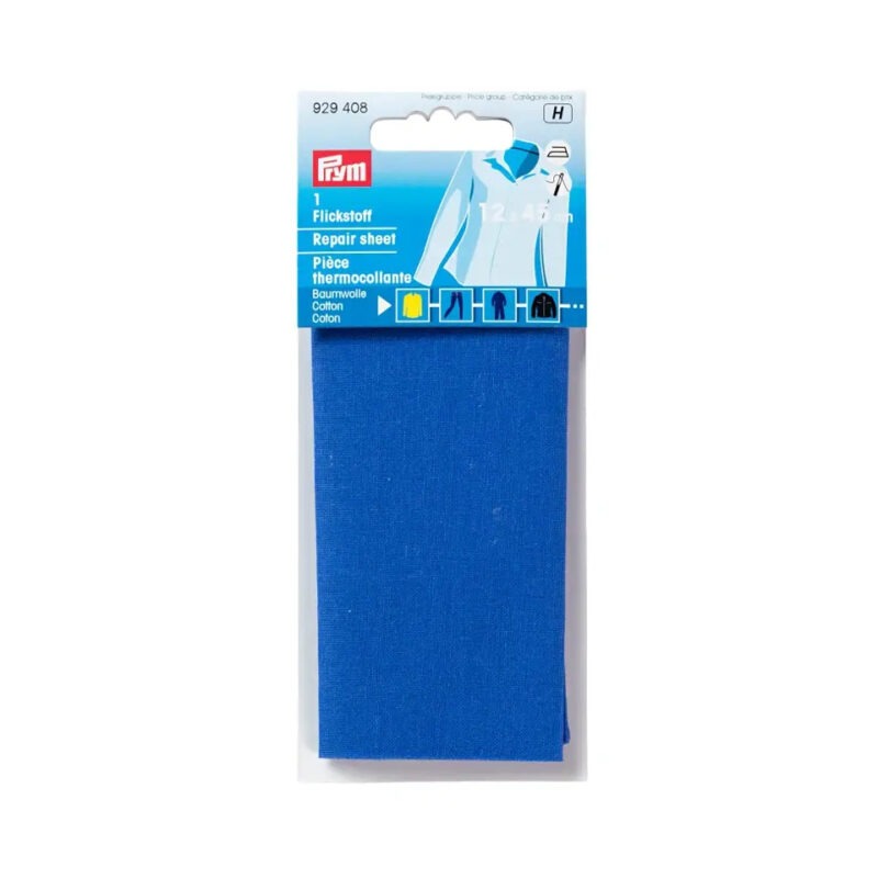 Piece  thermocollante coton  bleu moyen  12*45 cm